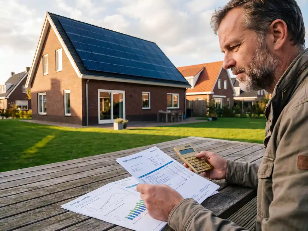 Energiefactuur en digitale meter op een tafel